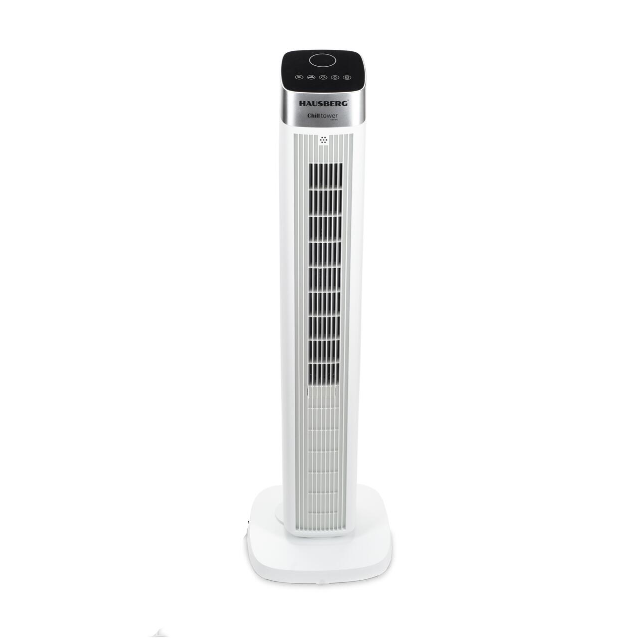 Ventilator turn digital HAUSBERG HB-5953AB, 55W, 41 inch, 3 viteze, 3 moduri, temporizator 24h, LED, oscilatie, telecomanda, difuzor parfum