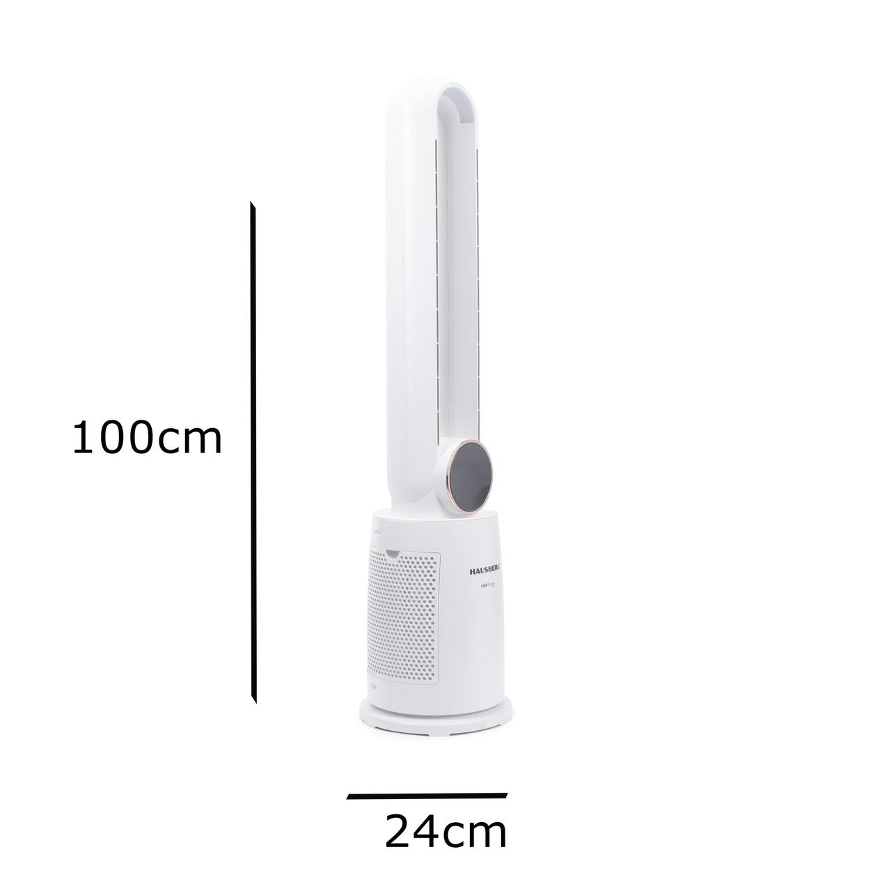Ventilator turn digital HAUSBERG HB-5957AB, 65W, 12 viteze, 4 programe, ionizare negativa, temporizator 12h, oscilatie 40°, LED, telecomanda