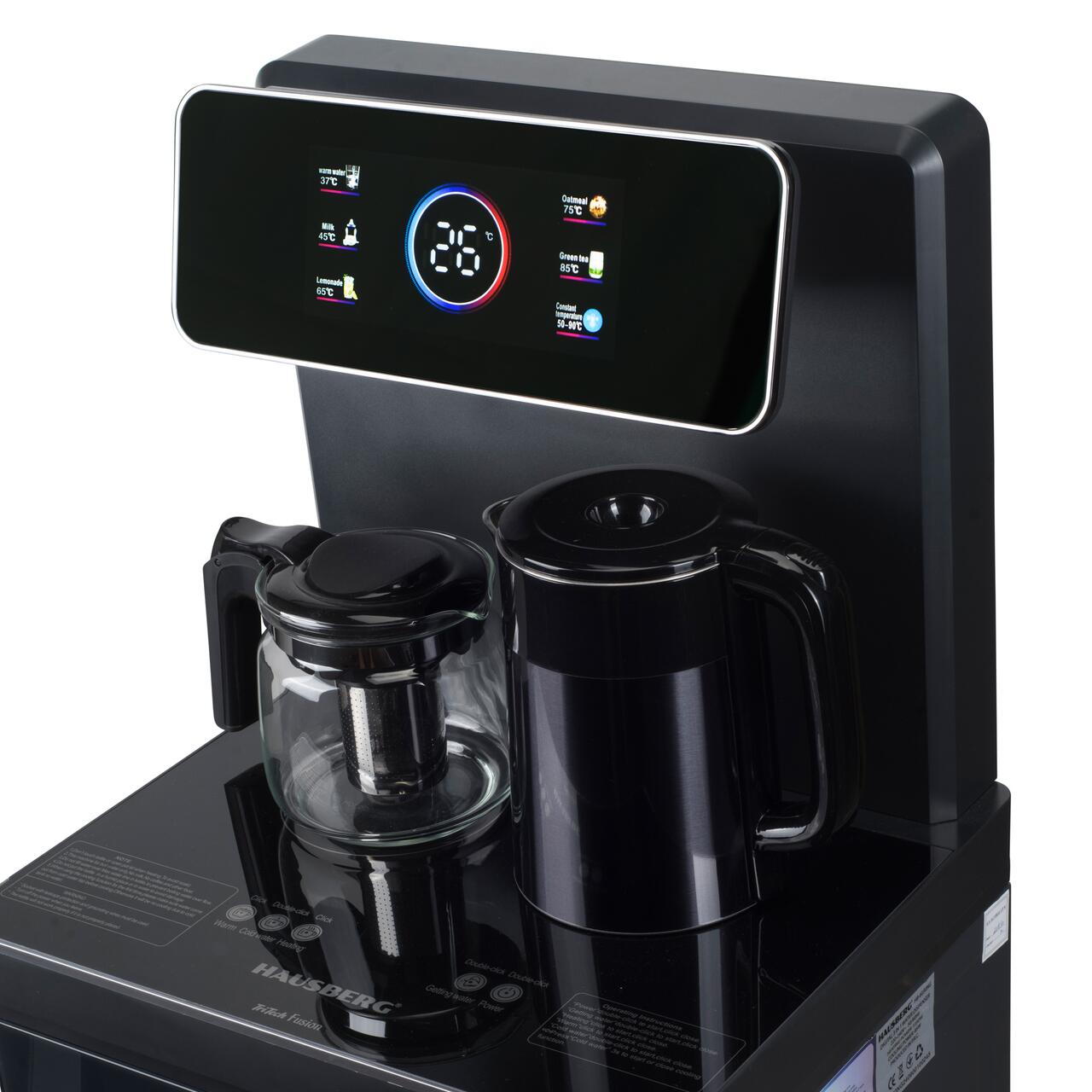 Dozator apa de podea multifunctional HAUSBERG HB-6030NG, cu amplasarea bidonului la baza si Tea Bar, Apa calda/rece, Ceainic, Fierbator, Racire cu compressor