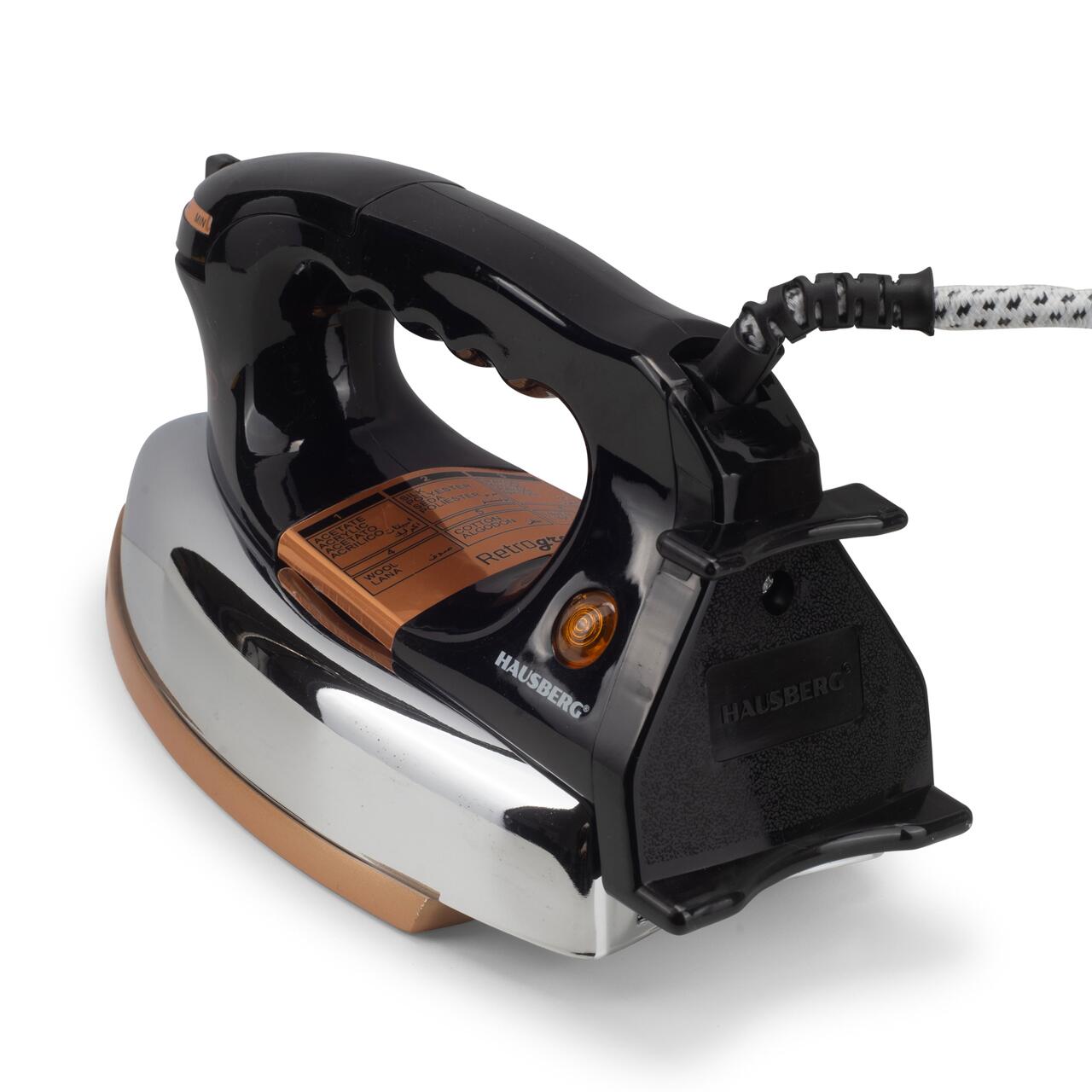 Fier de calcat Retro HAUSBERG HB-7817NG, 1000-1200W, Talpa acoperit ceramic turnat, Termostat, 6 Setari temperatura, Indicator luminos, Protectie supraincalzire, Temperatura 200°C