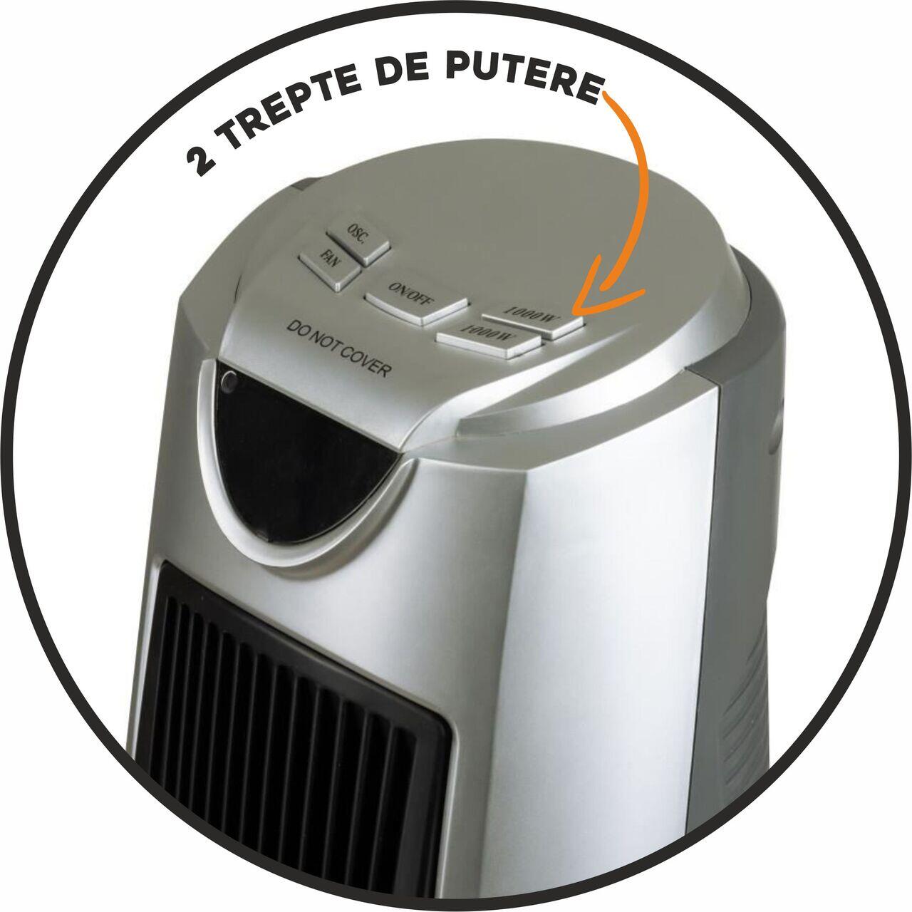Aeroterma turn HAUSBERG HB-8503, 2000W, 2 trepte de putere, timer digital