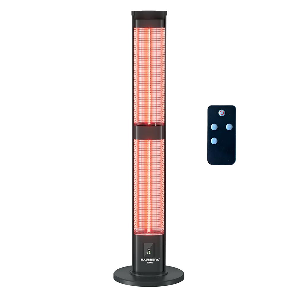 Radiator electric digital cu telecomanda Hausberg HB-8570NG, 3000W, 3 trepte incalzire, tub dublu din fibra de carbon, protectie IP45, termostat digital