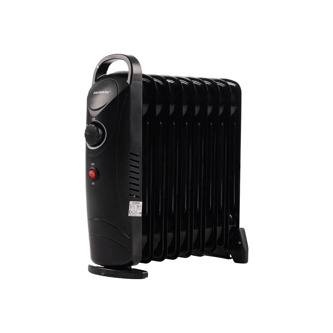 Calorifer electric cu ulei HAUSBERG HB-8945, o singura treapta de incalzire, 1000-1200 W, 9 elementi 110 mm x 330 mm, termostat reglabil, maner si rotite pentru o deplasare facila, indicator luminos functionare