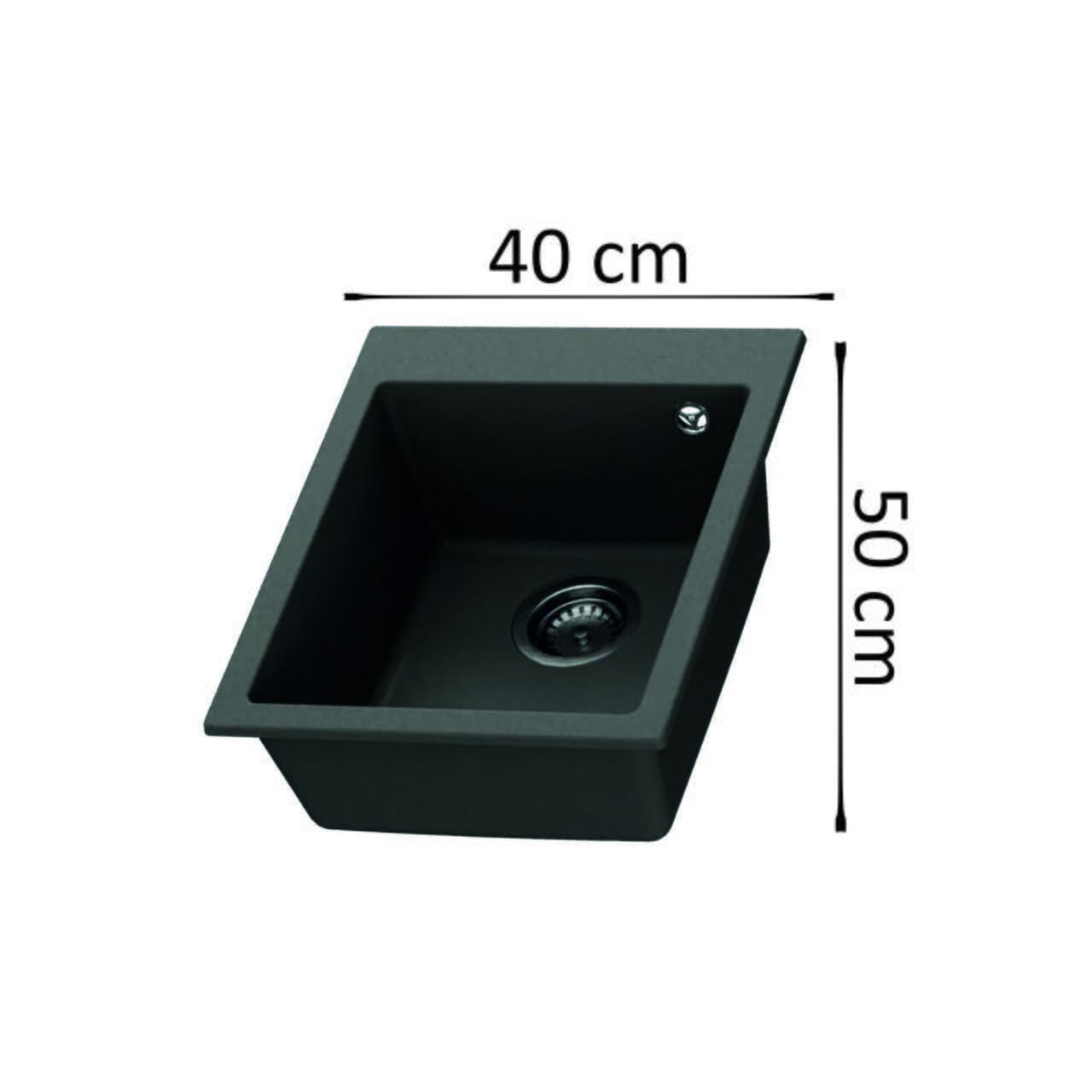 Chiuveta bucatarie HAUSBERG Sero HBC-9601, compozit, negru, 40 x 50 cm