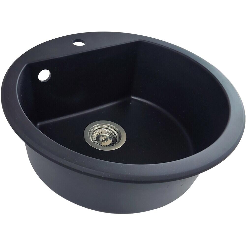 Chiuveta bucatarie HAUSBERG Adina HBC-9701, compozit, negru, cuva rotunda, diametru 51 cm