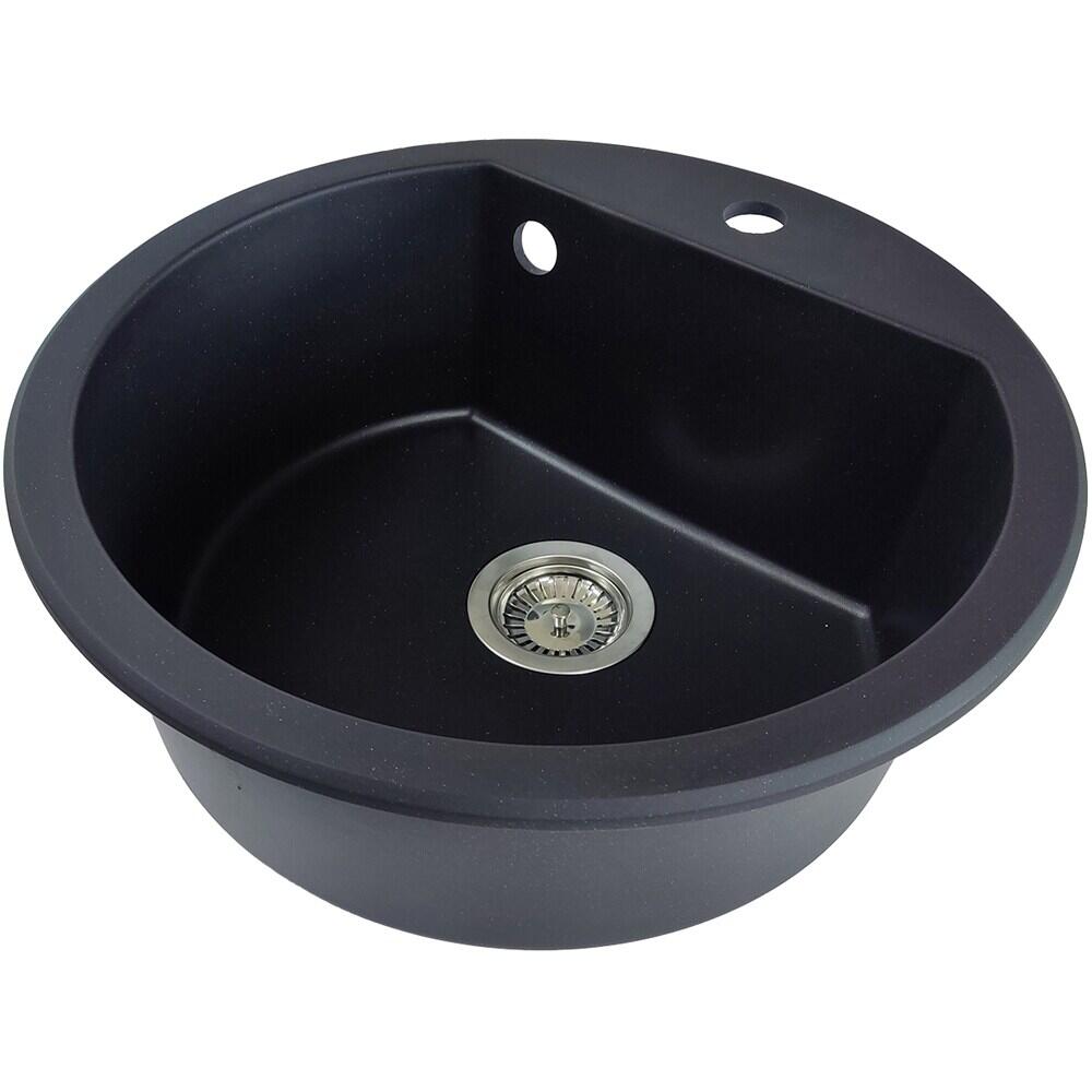 Chiuveta bucatarie HAUSBERG Adina HBC-9701, compozit, negru, cuva rotunda, diametru 51 cm
