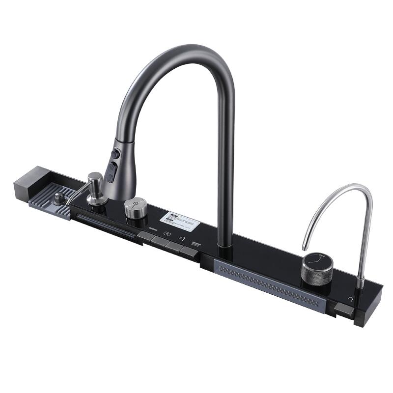 Set chiuveta multifunctionala HAUSBERG HBC-9955 din otel inoxidabil, baterie dubla, cuva perforata fructe/legume, cuva universala cu dop scurgere, tocator, 750x460x220 mm, accesorii incluse, Auriu/Negru