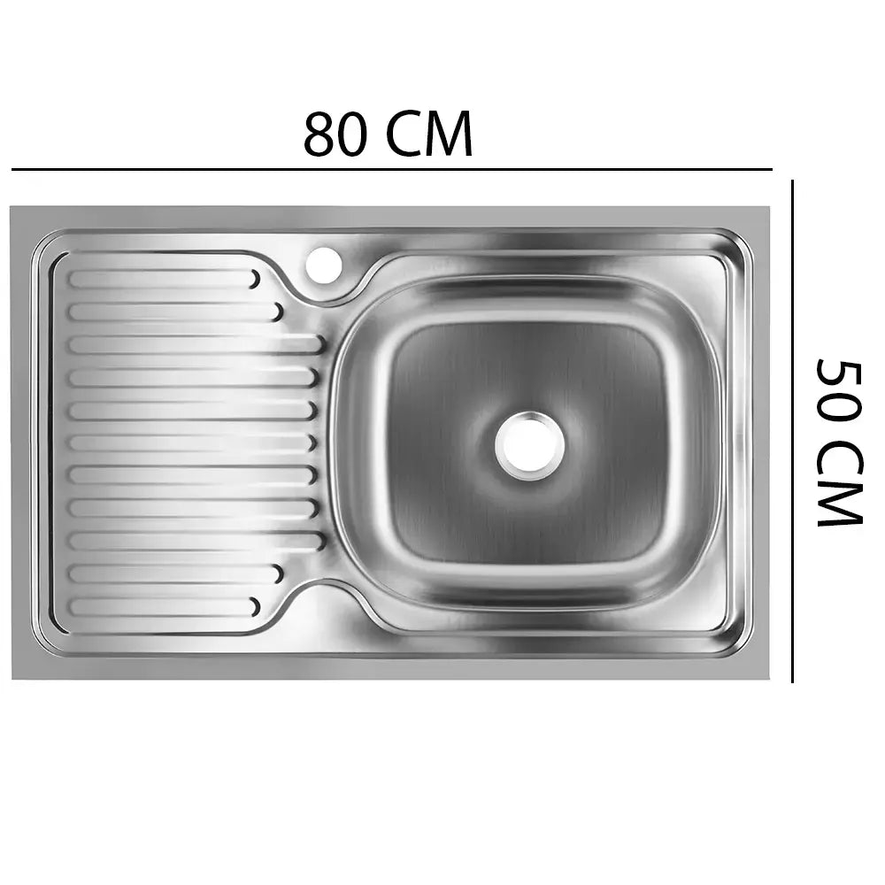 Chiuveta bucatarie Sanitec S416D, pentru masca, finisaj satinat, cuva dreapta, 80x50cm, Inox