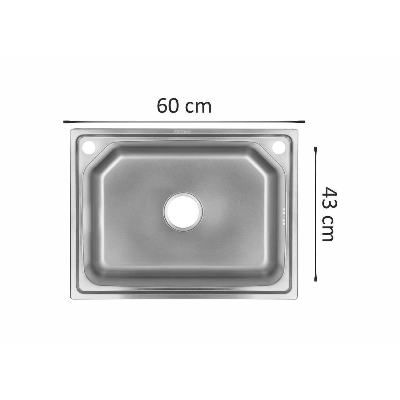 Chiuveta Sanitec SN9026, pentru blat 60X43 cm, anticalcar, inox