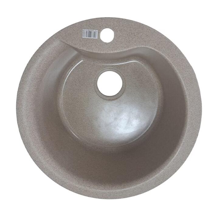 Chiuveta bucatarie Sanitec Pi SN9032BEJ, granit-compozit, bej, 1 cuva rotunda, 49 cm
