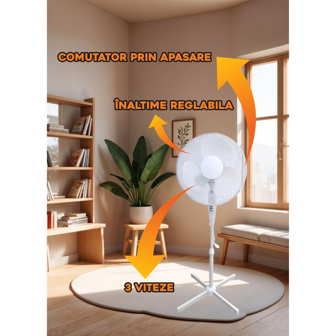 Ventilator cu picior VEN-2, 50W, 40 inch, 3 viteze, inaltime reglabila