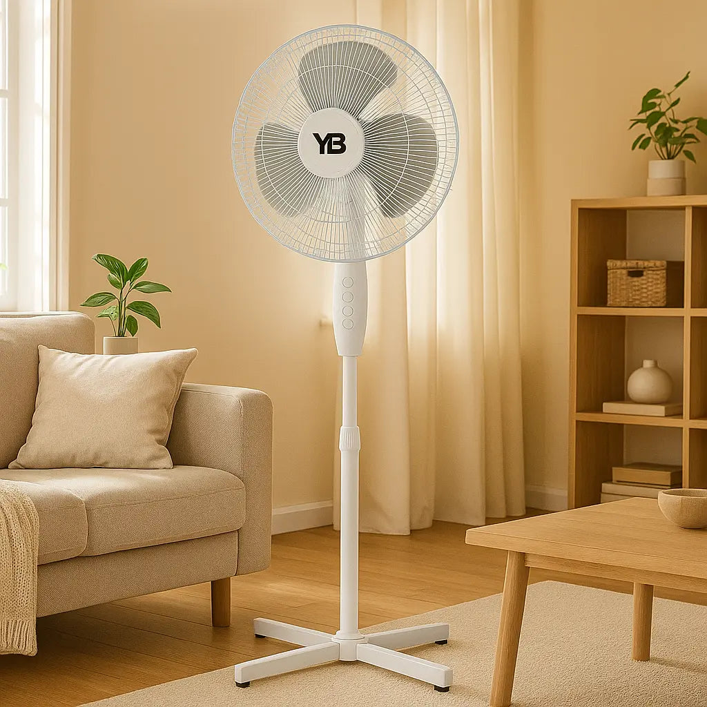 Ventilator cu picior HAUSBERG XB-110, 45W, 16 inch, 3 viteze, sscilatie, inaltime reglabila