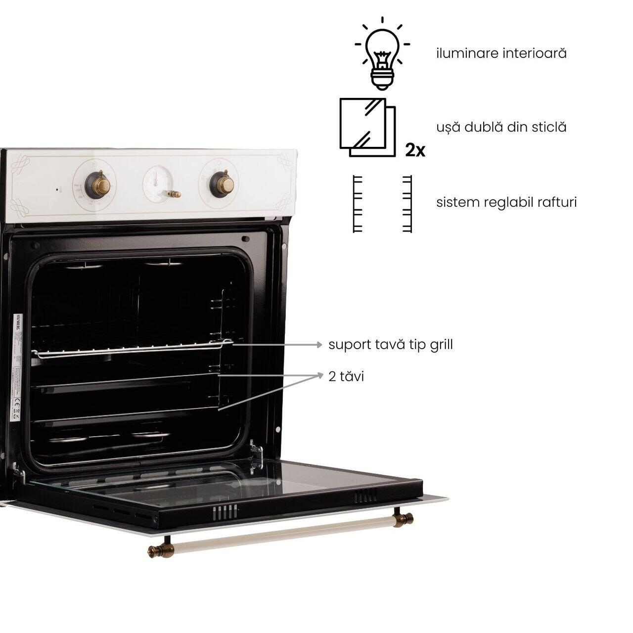 Cuptor electric incorporabil rustic Hausberg HB-8050RST 2000W 57L
