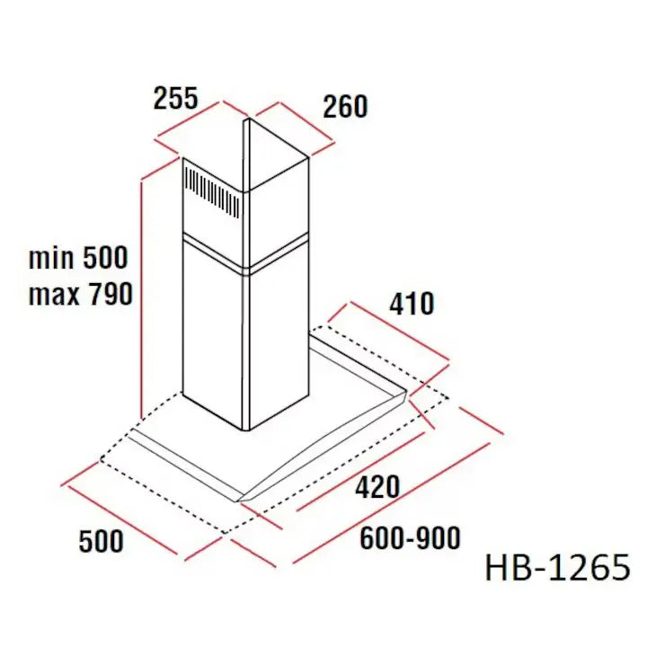 Hota incorporabila decorativa Hausberg HB 1265, 60 cm, putere de absorbtie 650 m?/h, Inox/Sticla