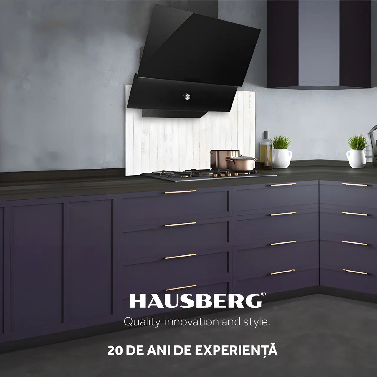 Hota Incorporabila decorativa Hausberg HB-2285, 60 cm, putere de absorbtie 650 m³/h