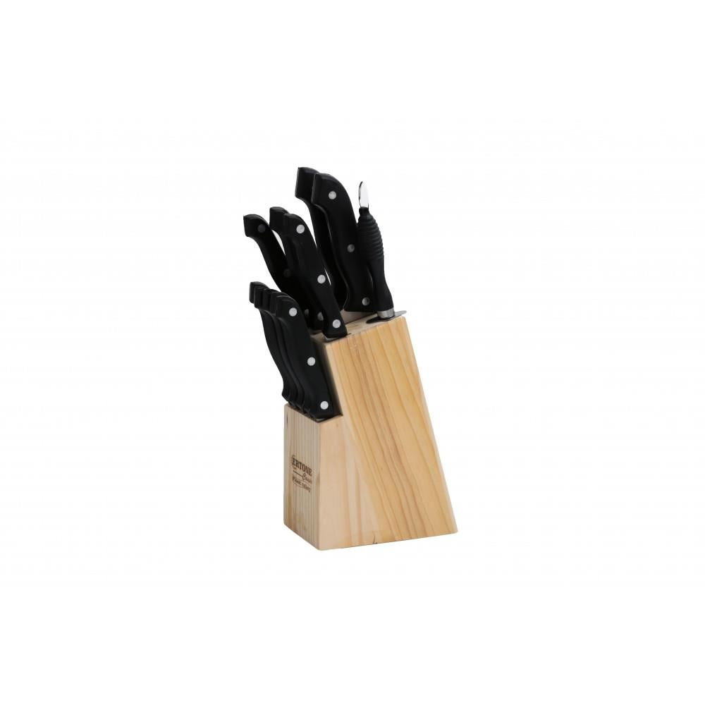 Set cutite de Bucatarie ERTONE ERT-MN1121, Lama din Otel Inoxidabil, Suport din Lemn, 13 Piese
