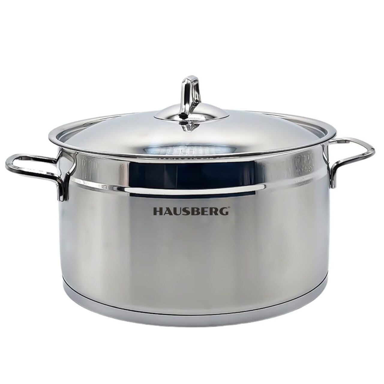 Oala cilindrica HAUSBERG HB-H774, din inox cu capac, capacitate 6.5L, diametru 24 cm, fund dublu