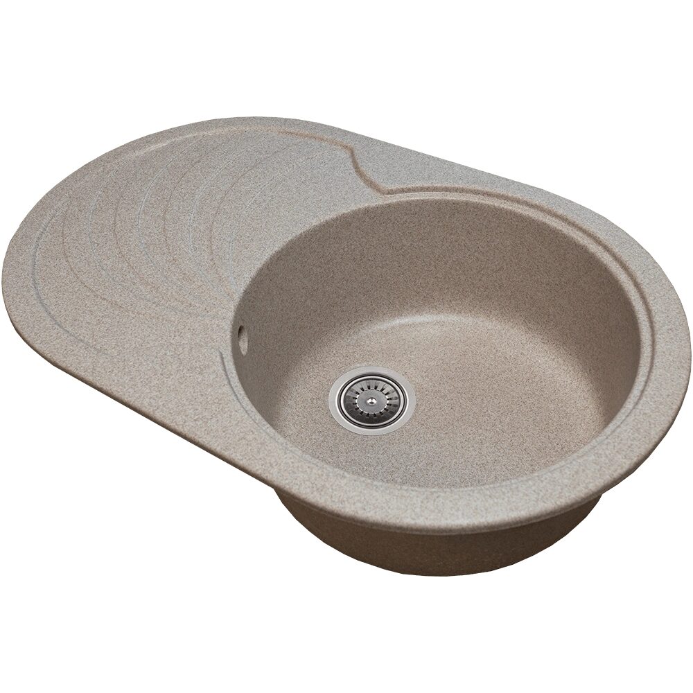 Chiuveta bucatarie Sanitec NS SN9033DR-BEJ, granit-compozit, bej, 1 cuva dreapta, 78 x 50 cm
