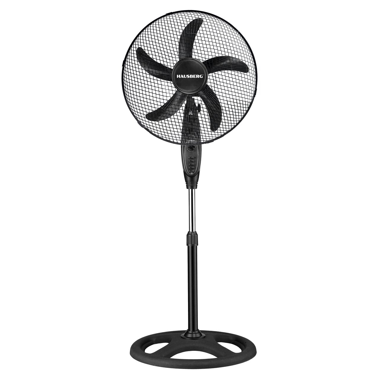 Ventilator cu picior HAUSBERG HB-5860NG, 55W, 3 viteze, diametru 46 cm, temporizator
