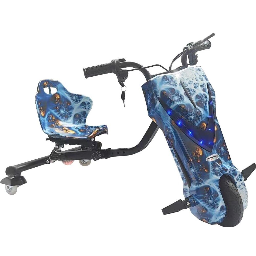 Tricicleta electrica drift Hausberg HB-KD05BL- 8 inch- motor 250-300W- 3 viteze- autonomie 10-15 km- viteza 15 km/h- albastru
