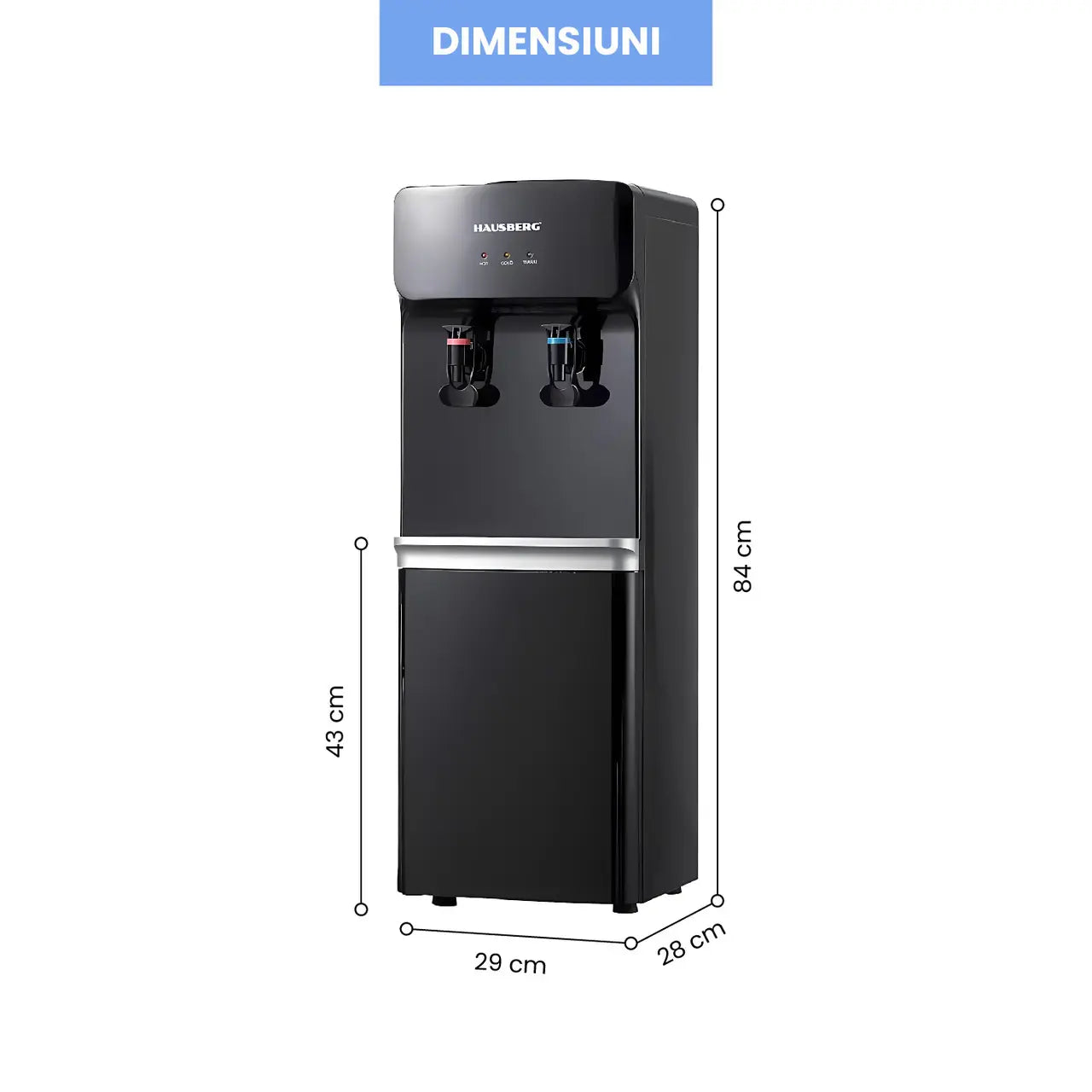 Dozator apa de podea HAUSBERG HB-6023NG, putere incalzire 550 W, putere racire 85 W, rezervor apa inox, indicator luminos, termostat reglabil