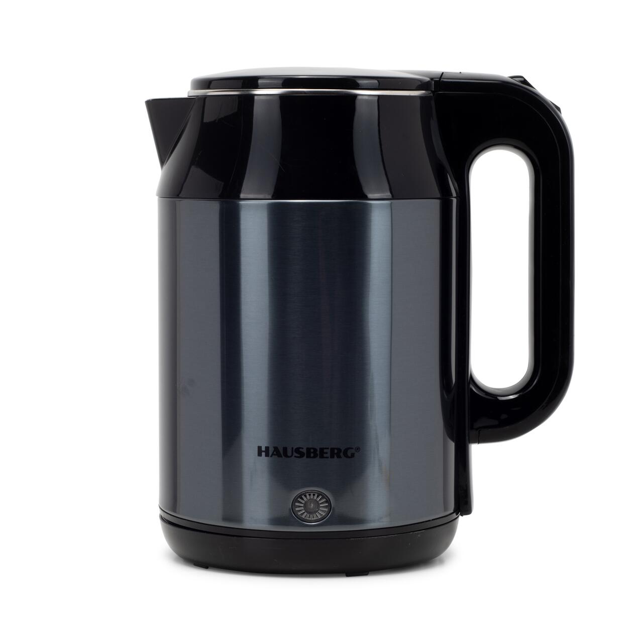 Cana electrica fierbator HAUSBERG HB-3623BL, 1500 - 1800W, capacitate 2.2L, oprire automata, indicator luminous, Bleu-Negru