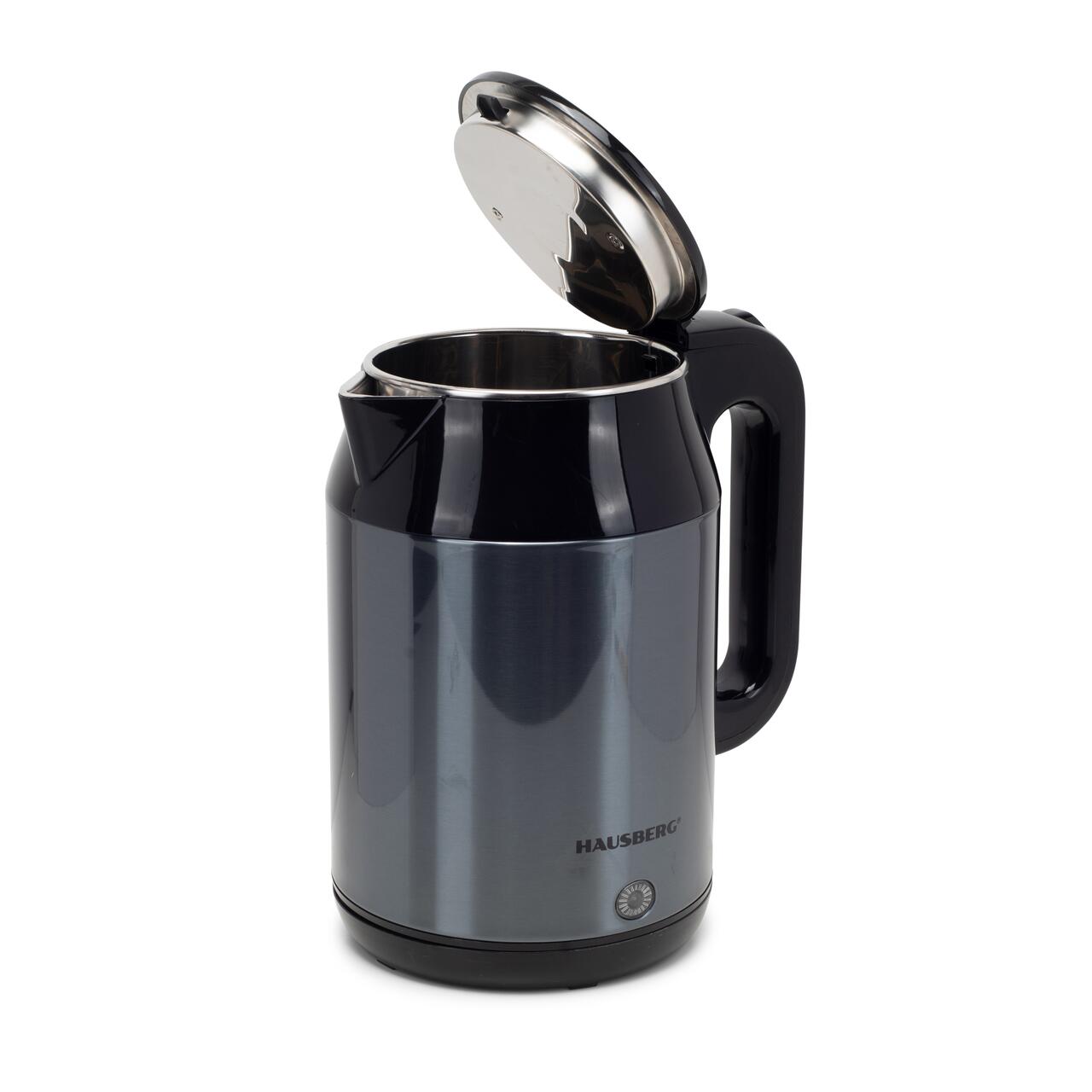 Cana electrica fierbator HAUSBERG HB-3623BL, 1500 - 1800W, capacitate 2.2L, oprire automata, indicator luminous, Bleu-Negru