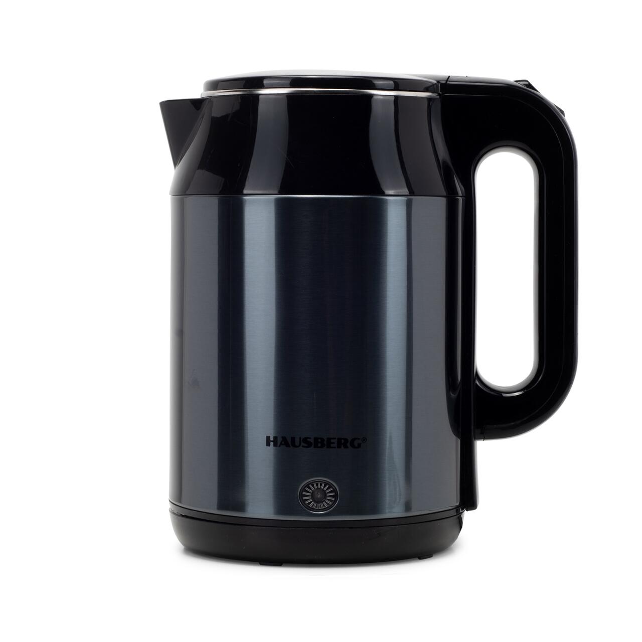 Cana electrica fierbator HAUSBERG HB-3623BL, 1500 - 1800W, capacitate 2.2L, oprire automata, indicator luminous, Bleu-Negru