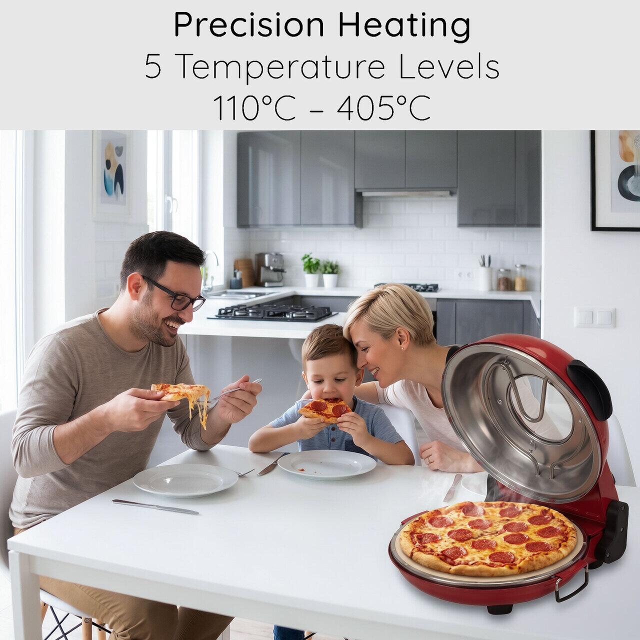 Cuptor special pentru pizza XL HAUSBERG HB-675RS cu suprafata de coacere din piatra, termoregulator pana la 405° C