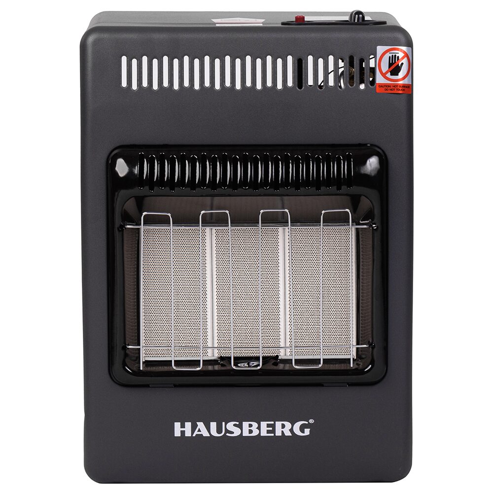 Mini Soba pe gaz GPL HAUSBERG HB-1023NG, aprindere piezo-electrica, 3 placi de incalzire ceramic putere totala 4.2kW, sistem de oprire automata a gazului