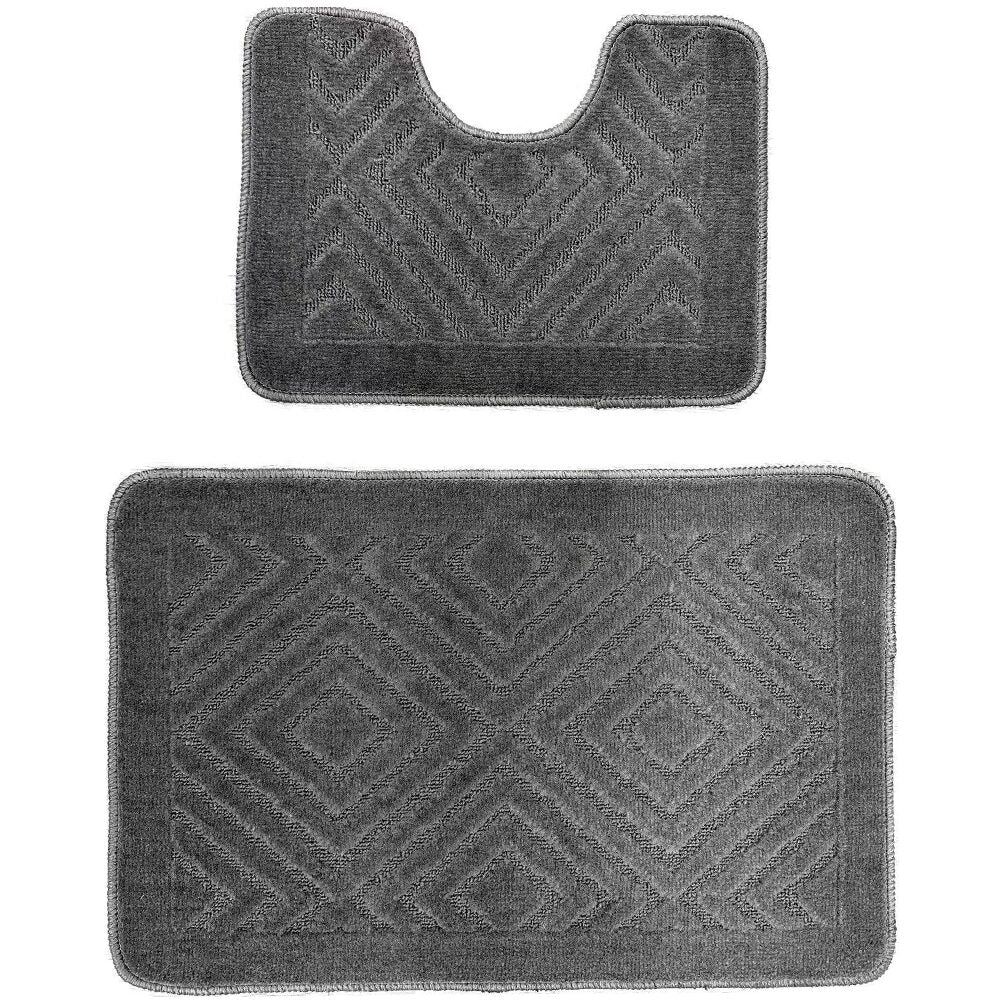 Set 2 covoare baie HAUSBERG HB-H435GR, material textil, 46x72/46x35 cm