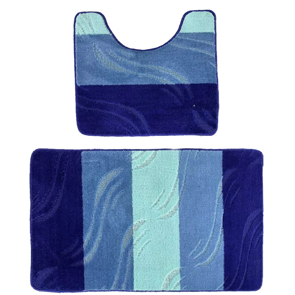 Set 2 covoare baie HAUSBERG HB-H437BL, material textil, 57x100/57x50 cm