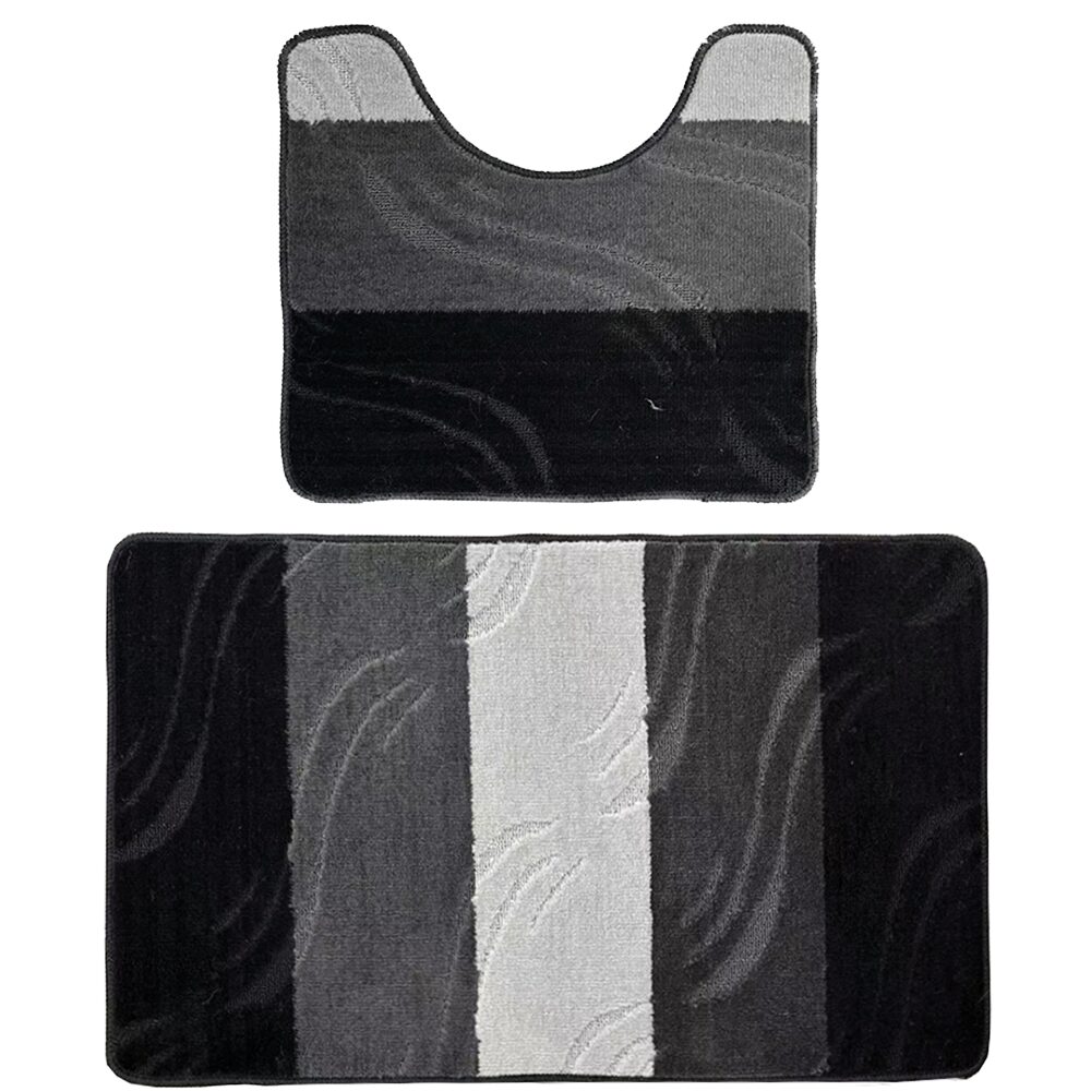 Set 2 covoare baie HAUSBERG HB-H437GR, material textil, 57x100/57x50 cm