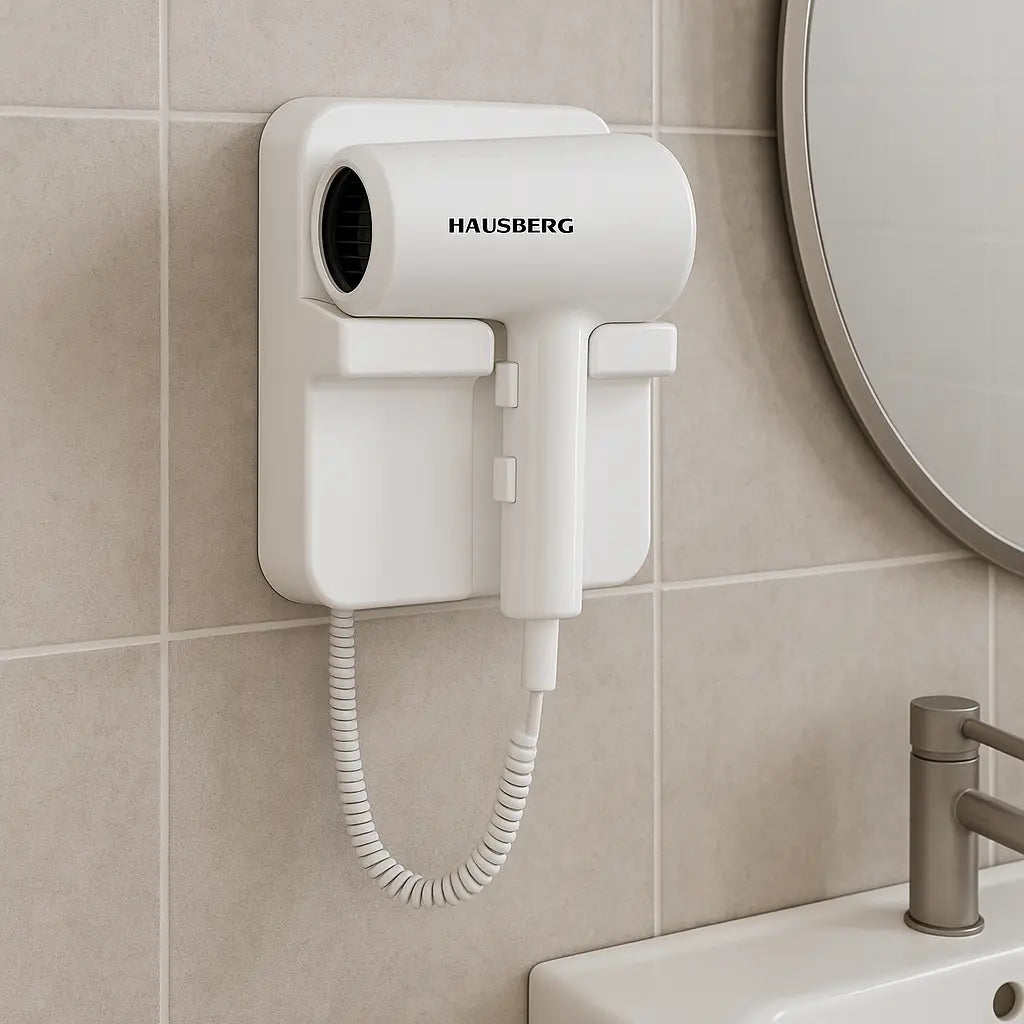 Uscator de par cu montaj pe perete HAUSBERG HB-260AB, 1200W, 2 trepte de viteza, protectie supraincalzire, accesorii incluse