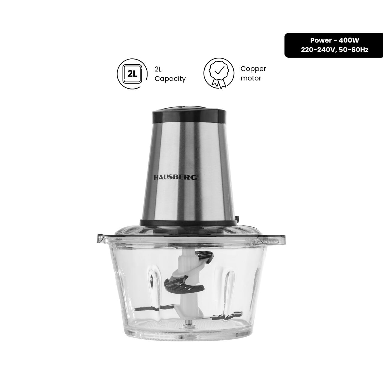 Tocator Hausberg HB-4505, 400W, bol 2L, toaca, taie, macina, amesteca