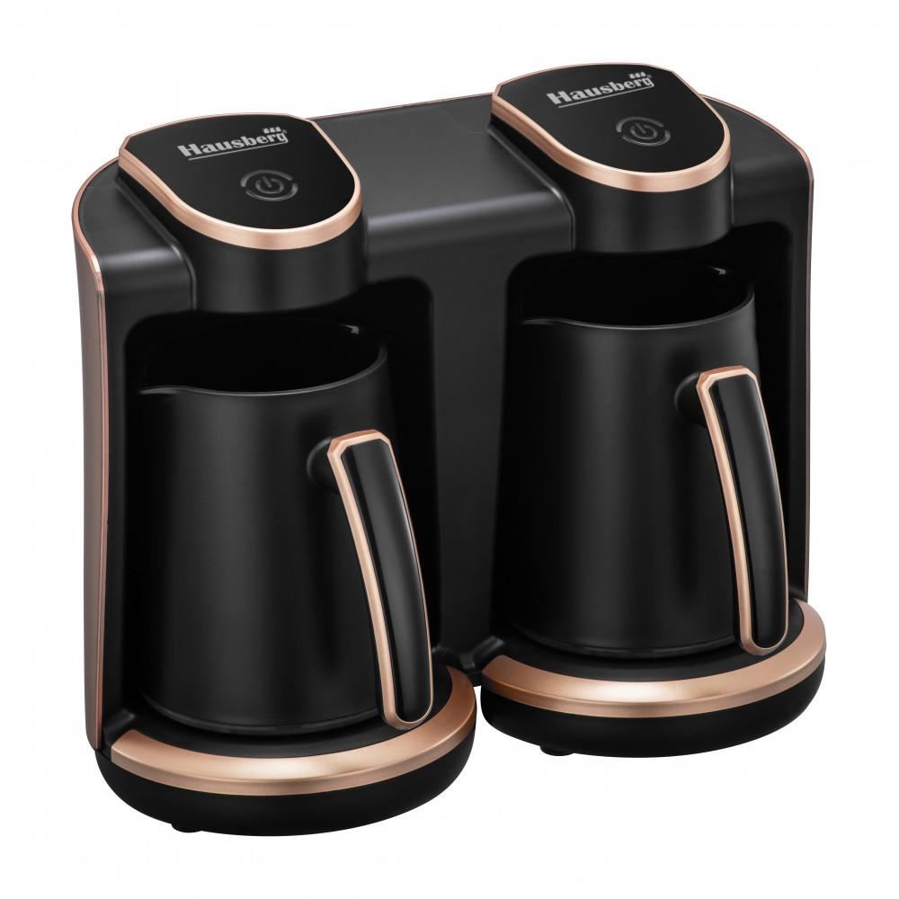 Aparat pentru preparat cafea turceasca Hausberg HB-3820AB, 2 recipiente, 400+400 W, avertizare sonora si luminoasa, Alb/Negru