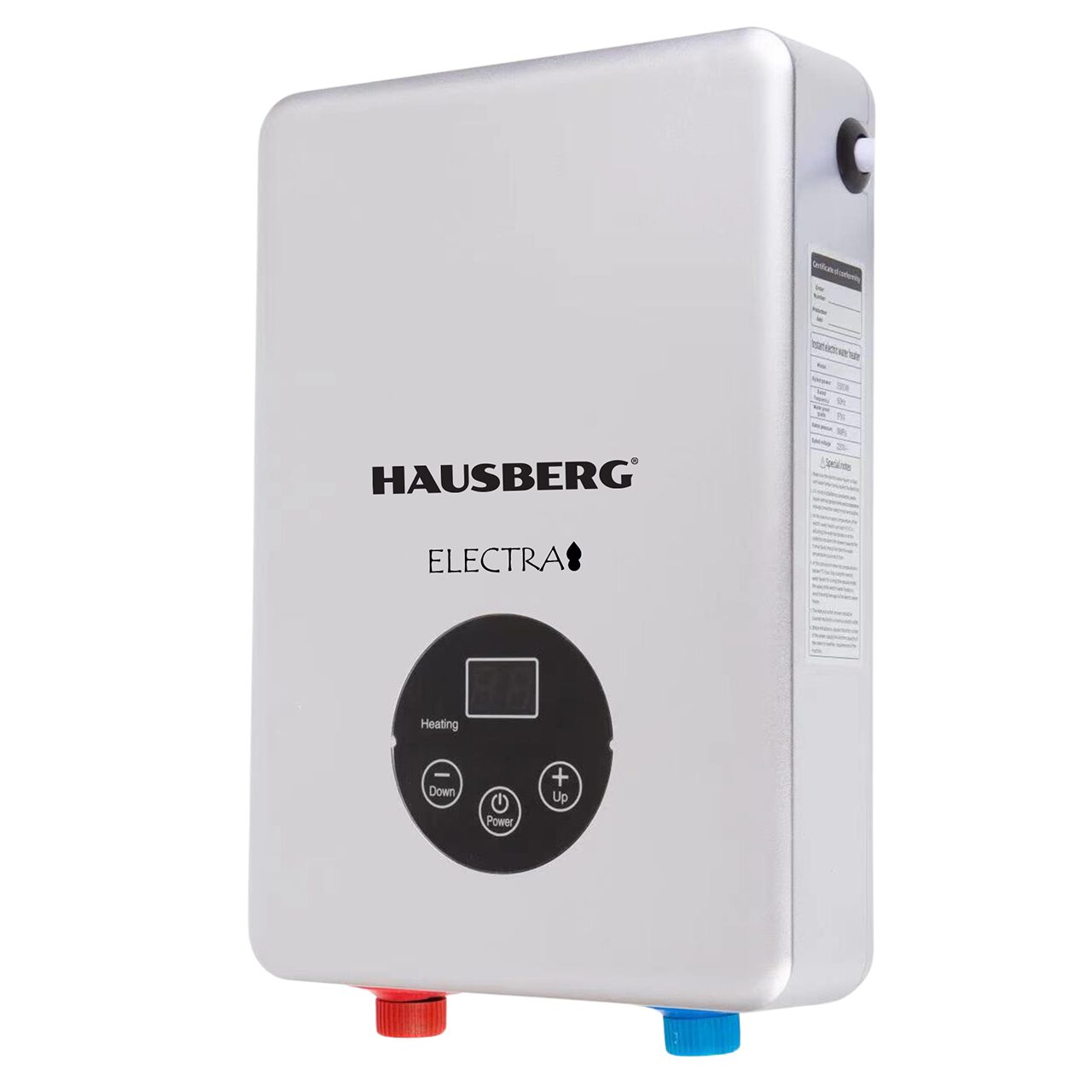 Incalzitor instant fara rezervor Hausberg HB-0071, putere max 5500W 220v, panoul frontal din sticla, control digital