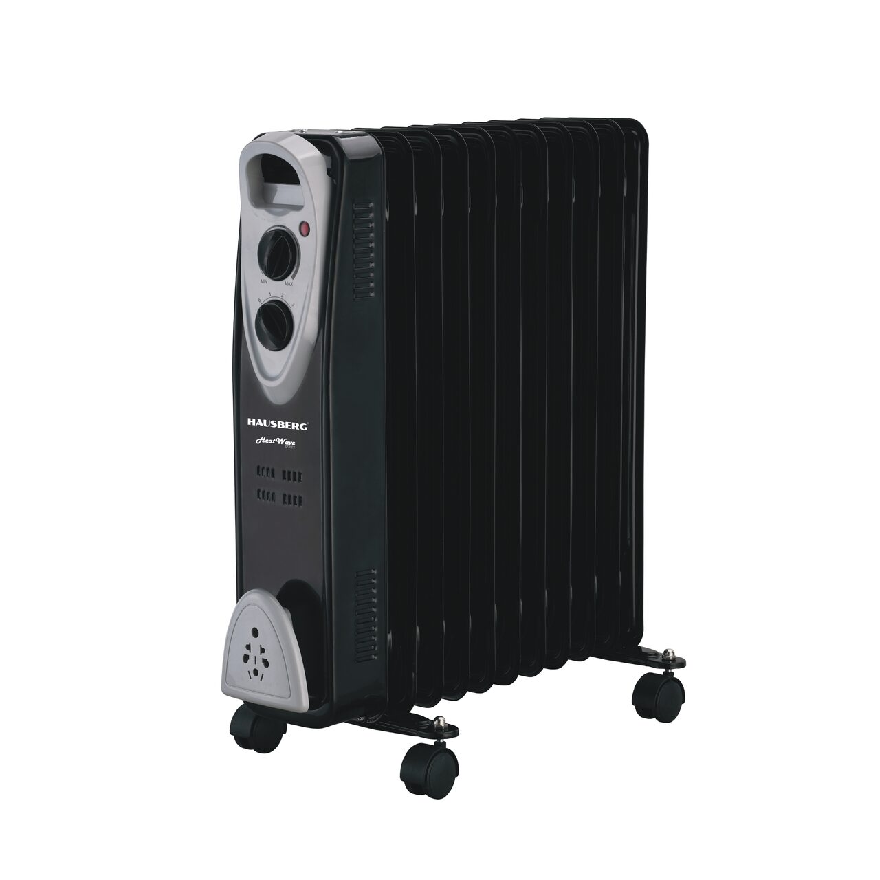 Calorifer electric HAUSBERG HB-8911NG, 2500 W, 11 elementi, 3 trepte de putere, Termostat reglabil, Protectie supra-incalzire, Protectie anti-rasturnare, Indicator luminos
