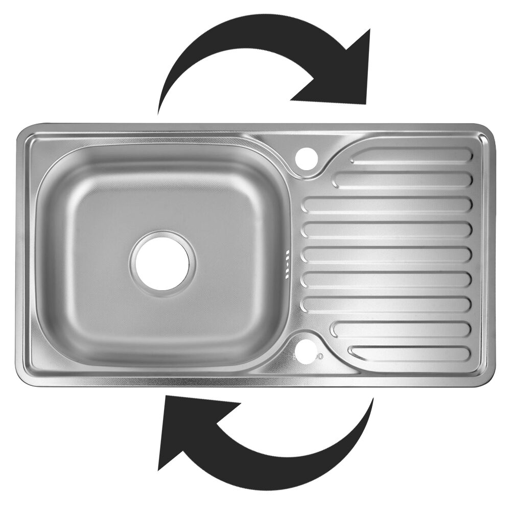 Chiuveta bucatarie Sanitec C403REV- pentru blat- finisaj satinat- cuva reversibila stanga-dreapta- 76x43-5cm- Inox
