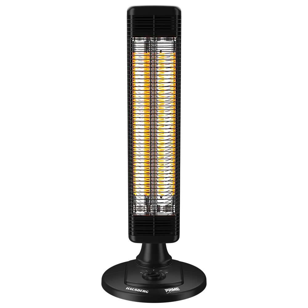 Radiator electric HAUSBERG HB-8565NG, 1000W, 2 trepte incalzire, tub din fibra de carbon, protectie IP24, termostat mecanic, carcasa din metal