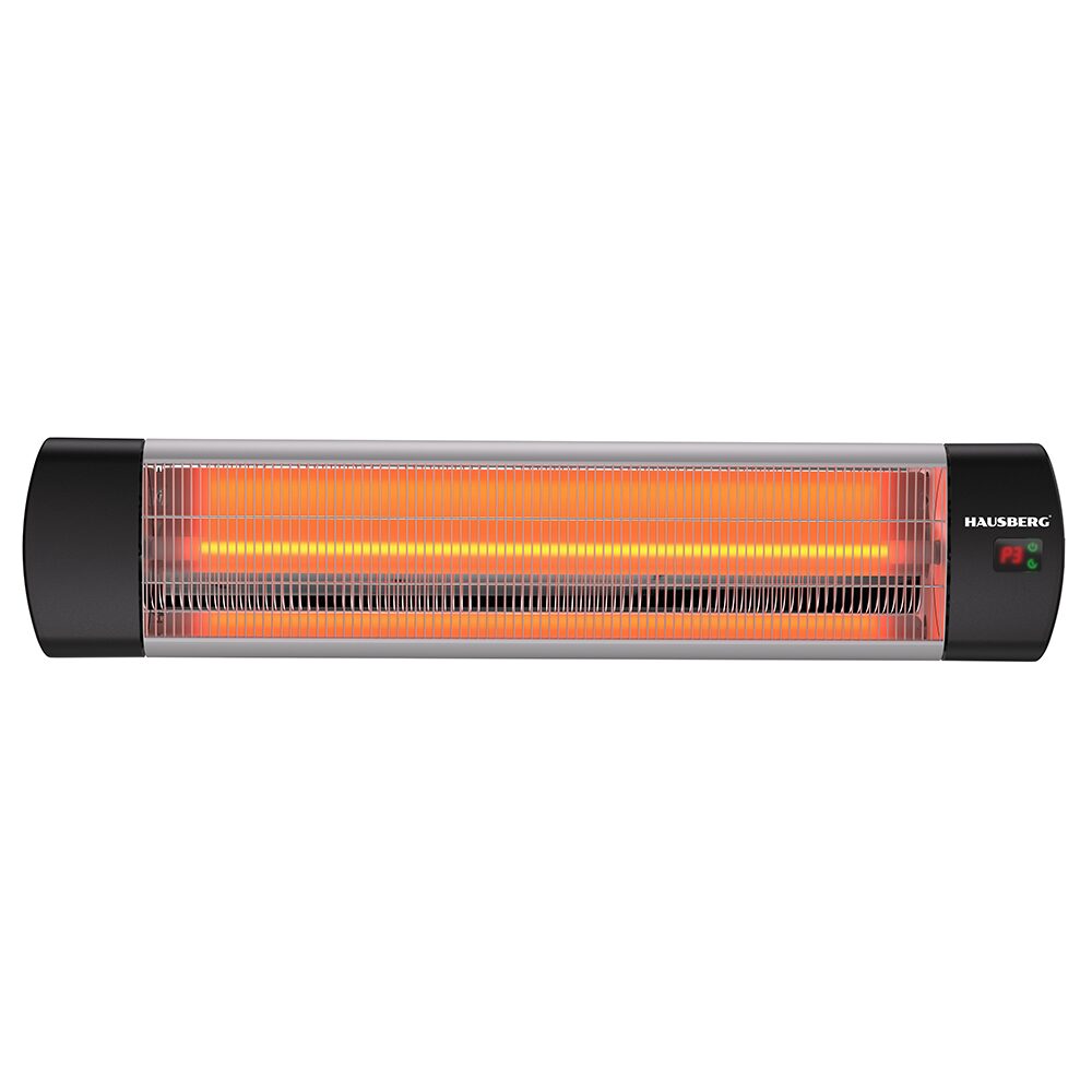 Radiator electric digital cu infrarosu HAUSBERG HB-8553, 2000W, Telecomanda, 1 tub quartz, 3 trepte putere, protective IP65, material carcasa din aluminiu oxidat