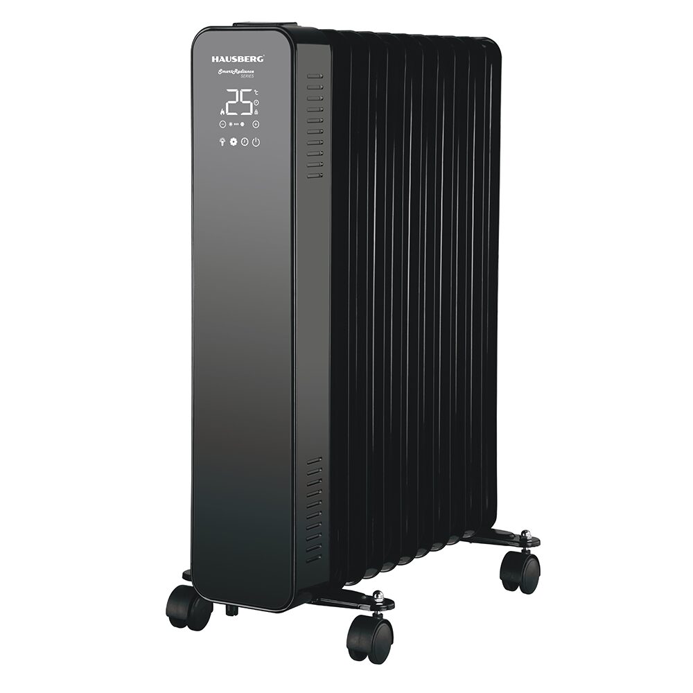 Calorifer electric Digital cu Telecomanda HAUSBERG HB-8955NG, 2500W, 11 elementi, 3 setari, Termostat electronic, Protectie supra-incalzire, Protectie anti-rasturnare