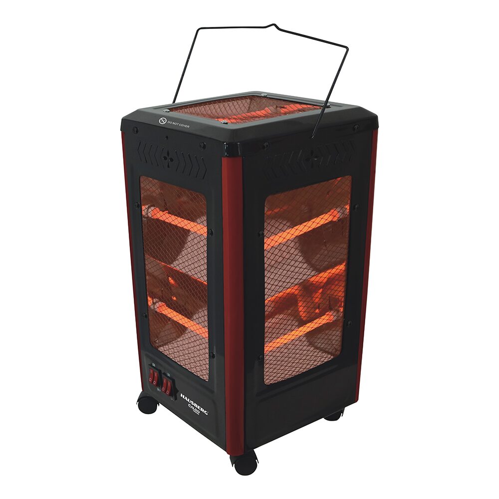 Radiator electric HAUSBERG HB-8802NG, 2200W, 5 niveluri de putere, incalzire in 5 directii, roti deplasare, maner pentru transport, protectie pentru rasturnare