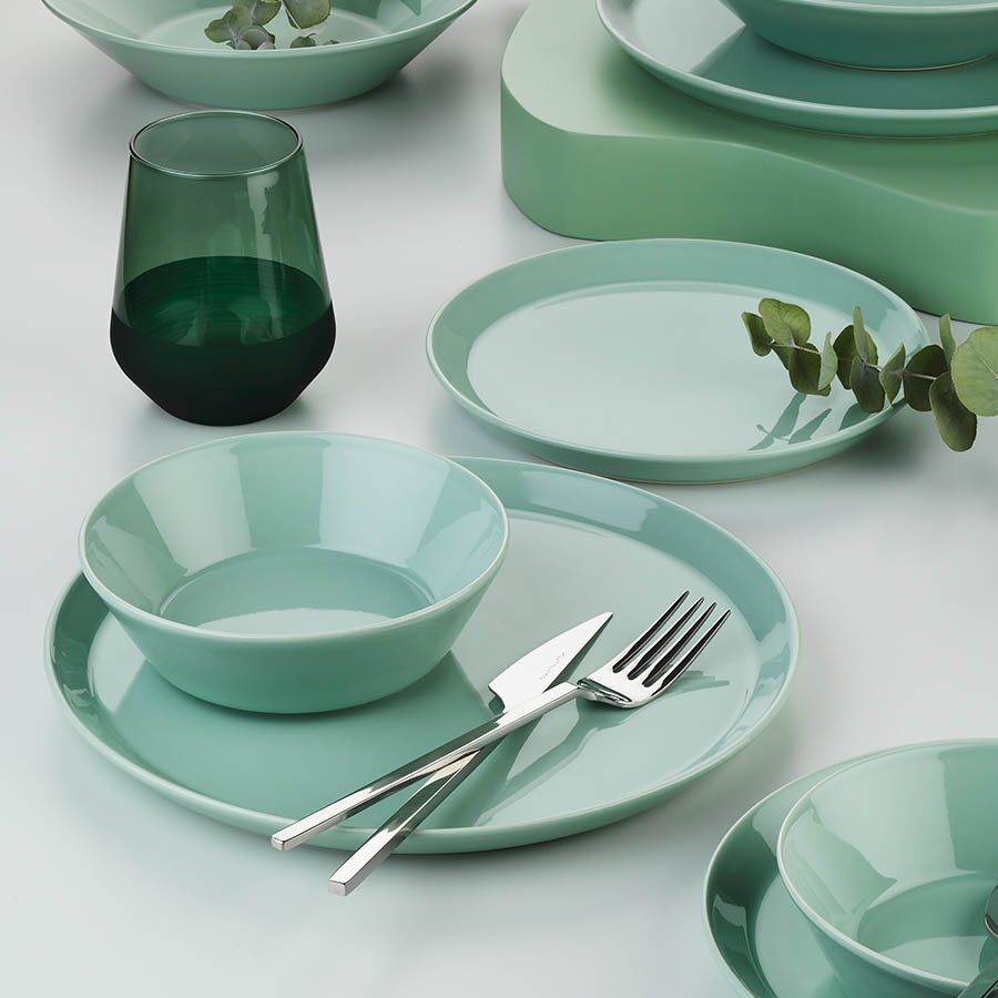 Serviciu de masa FORZA- 24 piese- 6 persoane- portelan- verde- kutahya porselen
