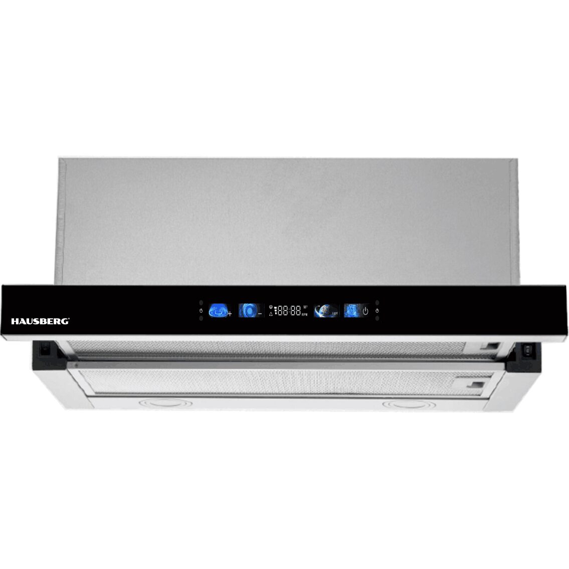 Hota incorporabila telescopic HAUSBERG HB-1288, 60 cm, putere de absorbtie 750m3/h, 3 viteze, touch-screen
