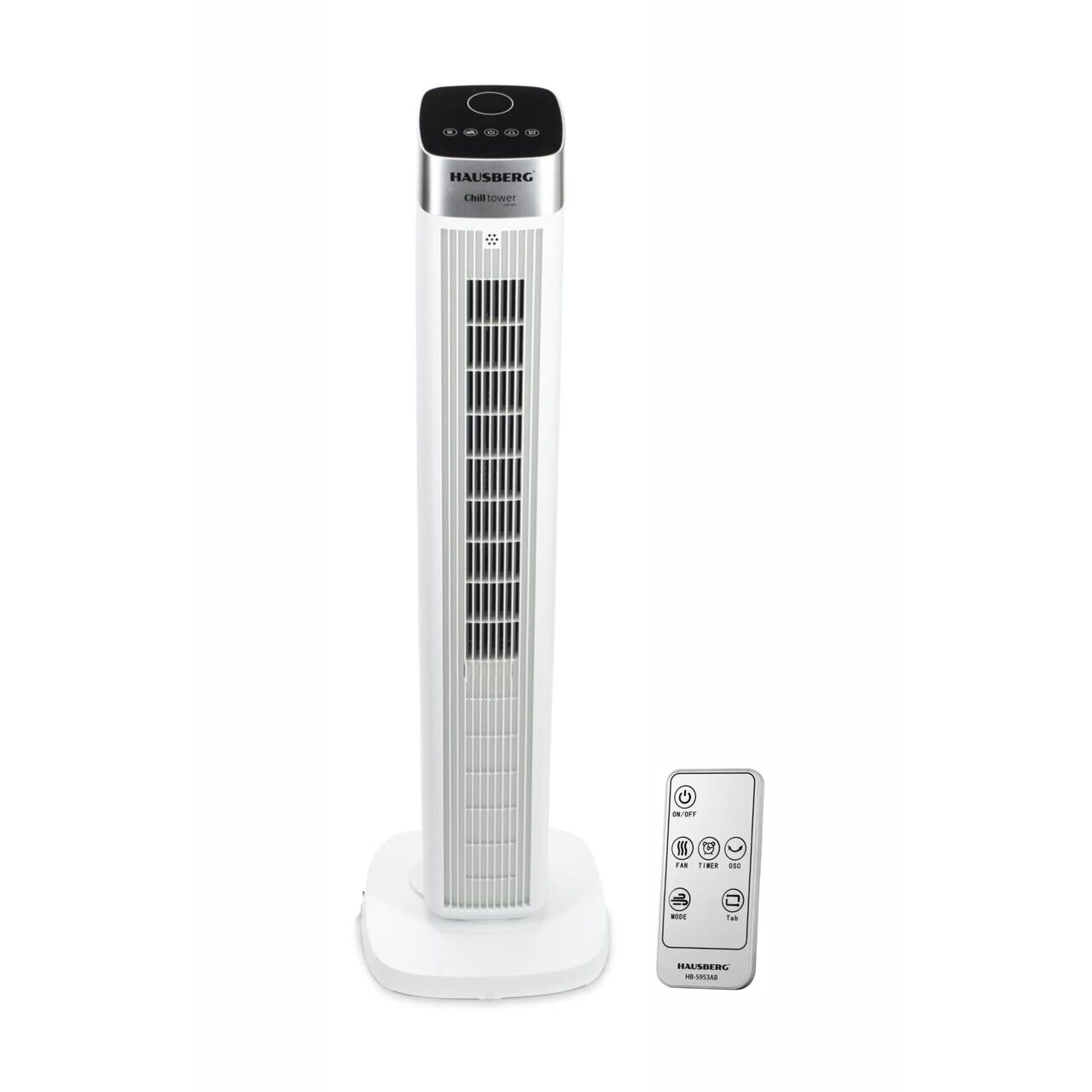 Ventilator turn digital HAUSBERG HB-5953AB, 55W, 41 inch, 3 viteze, 3 moduri, temporizator 24h, LED, oscilatie, telecomanda, difuzor parfum