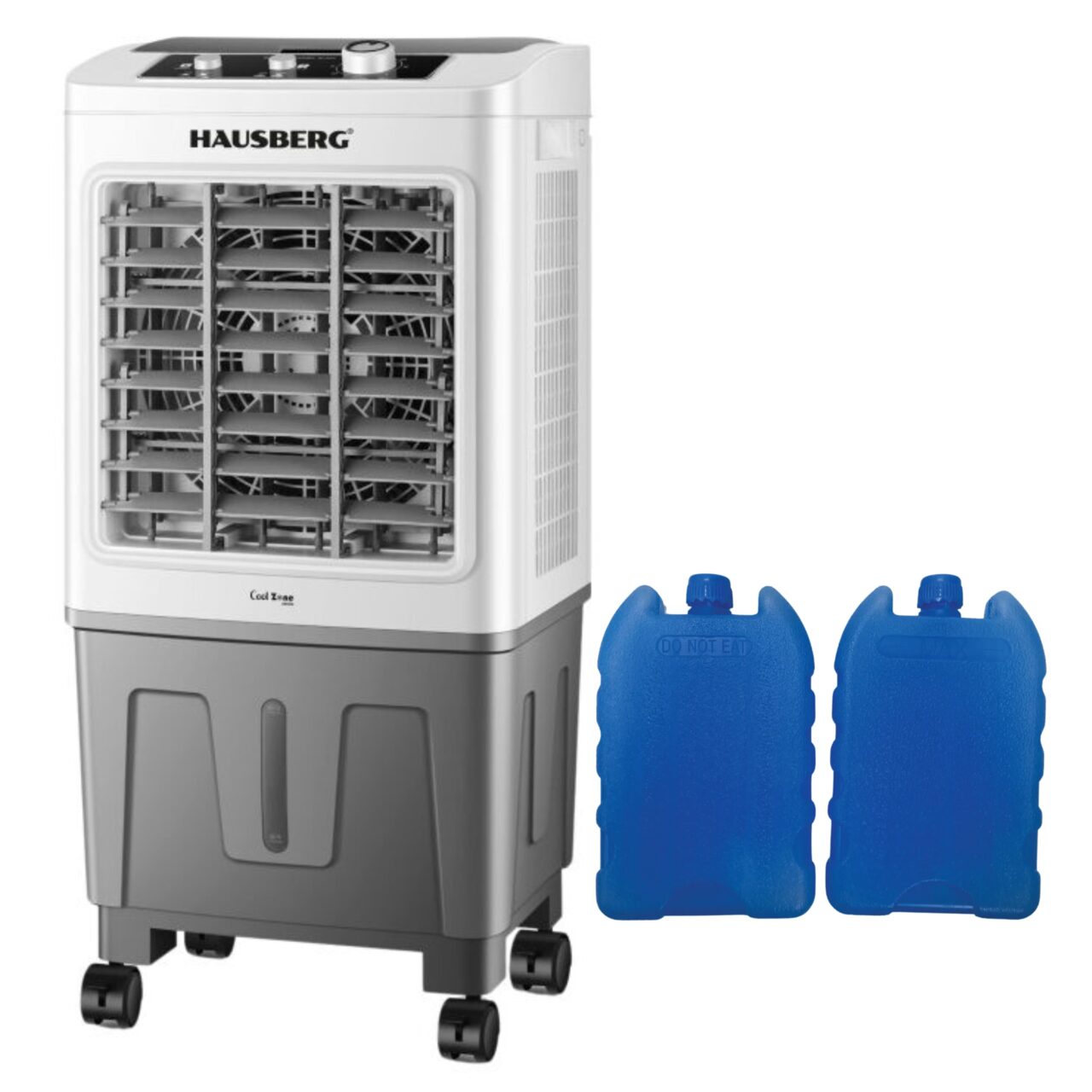 Racitor de aer portabil Hausberg HB-5961AB, 75W, rezervor 20L, 3 viteze, control mecanic, 2 cutii gheata