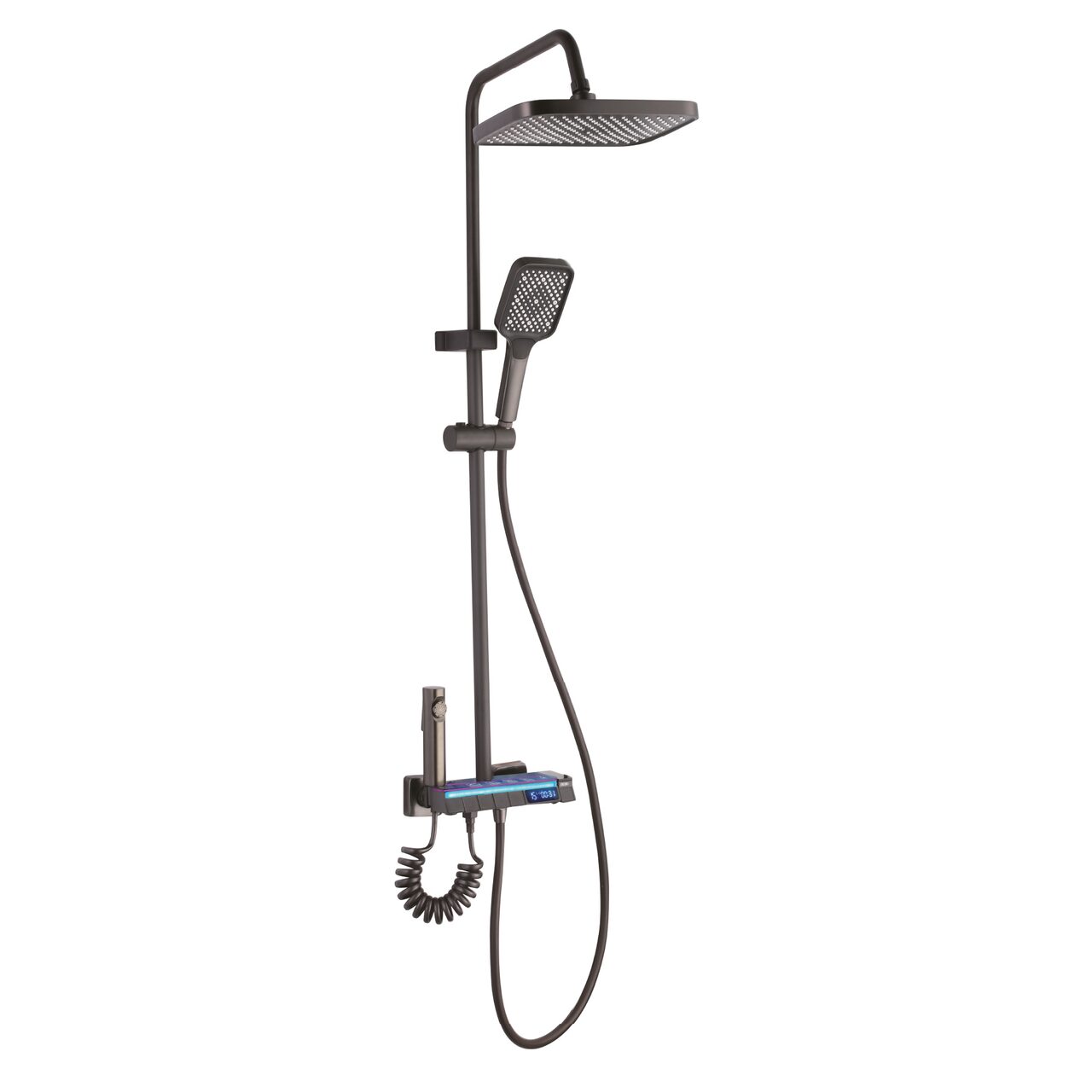 Set dus cu Afisaj Digital Freddo SN-5024NG, 4 Setari Dus, Pulverizator dus Detasabil, Efect de Ploaie, Metal-Zinc