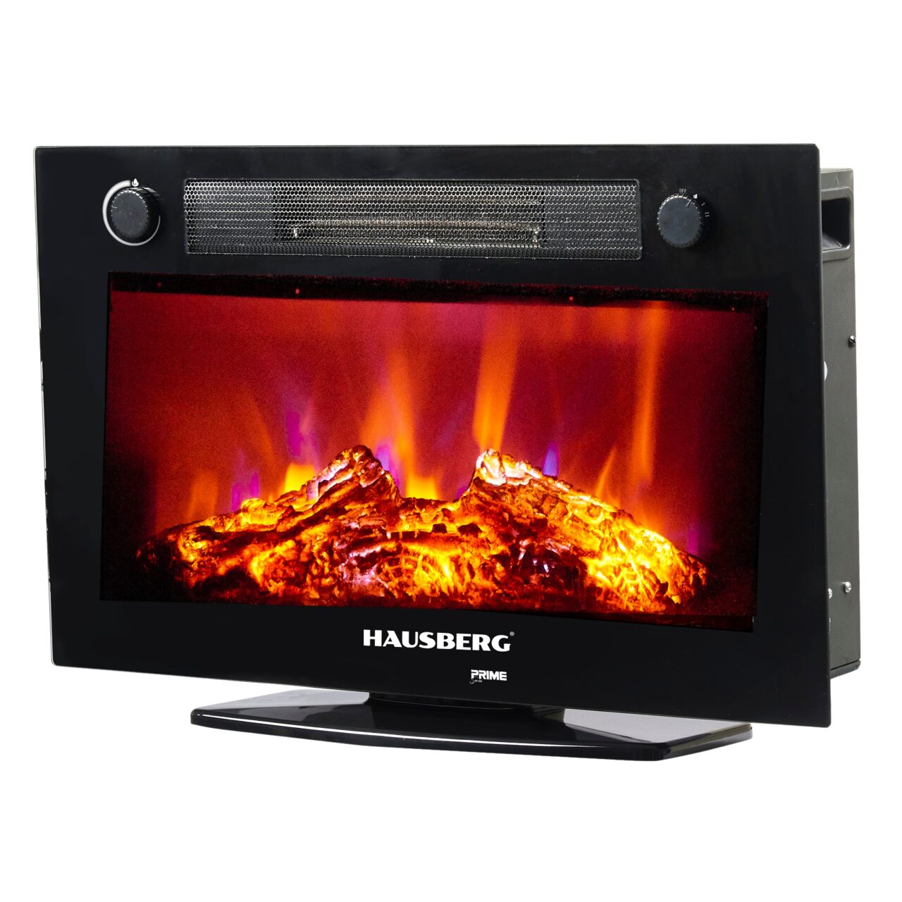 Semineu Electric de Birou HAUSBERG HB-8226NG, 1800W, efect de Flacara, incalzire PTC, Sticla securizata, Telecomanda