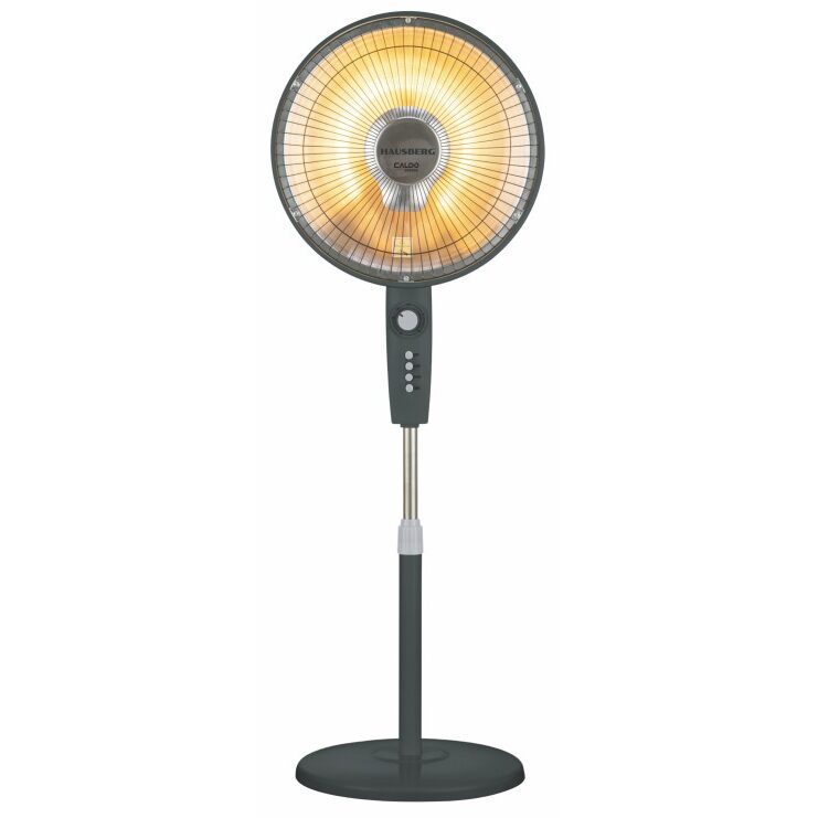 Radiator electric halogen cu ventilatie HAUSBERG HB-8810NG, 1000W, 2 trepte, oscilatie 70°, timer 1h, inaltime reglabila